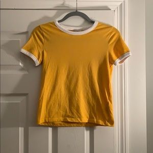 short sleeve trendy yellow shirt